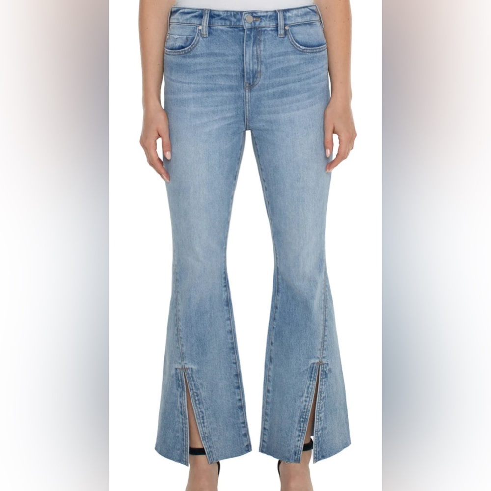 Liverpool Hannah High Rise Light Blue Flared Jeans with Slits size 4/27
